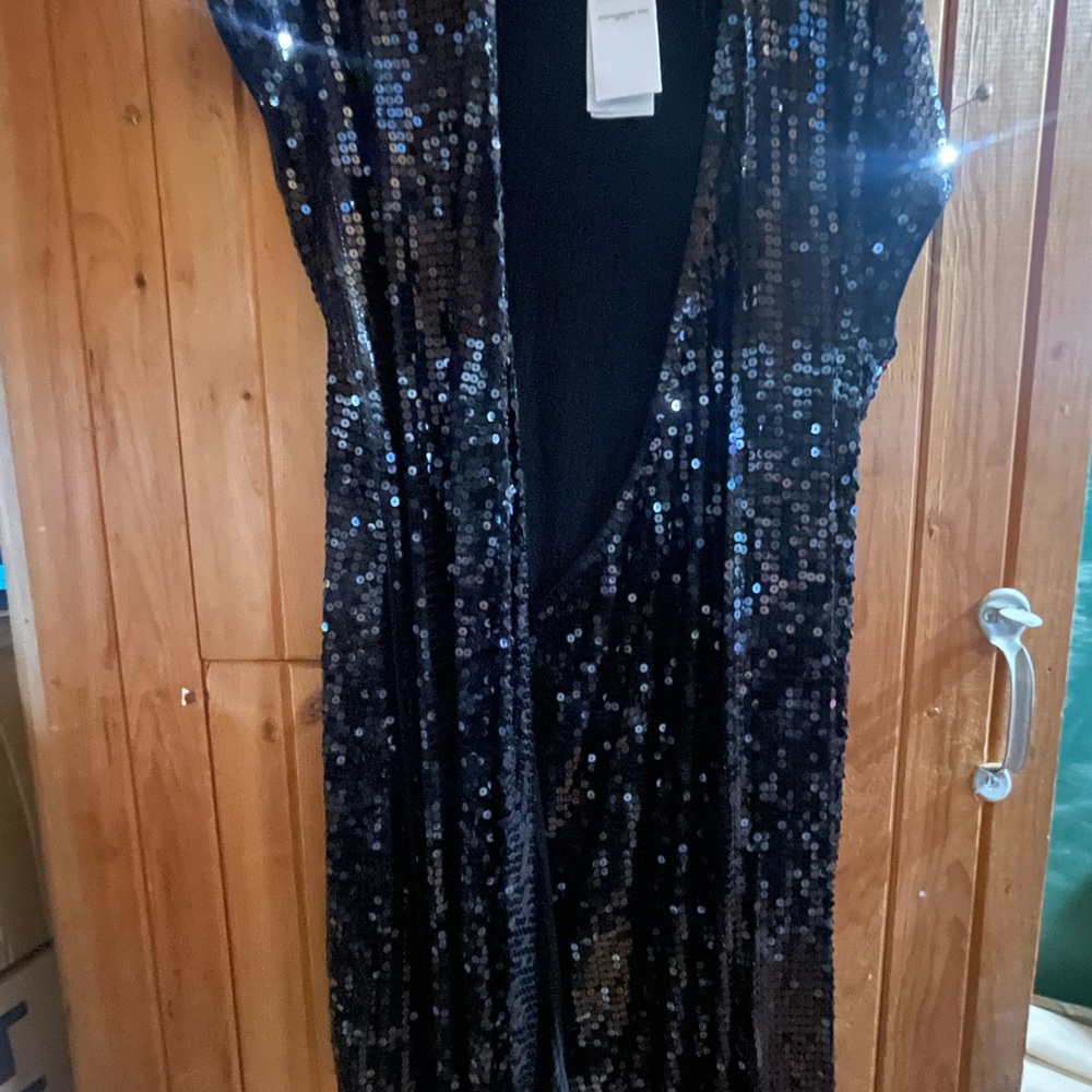Michael Kors Black Sequi n wrap dress Brand new with tags ,length 42”